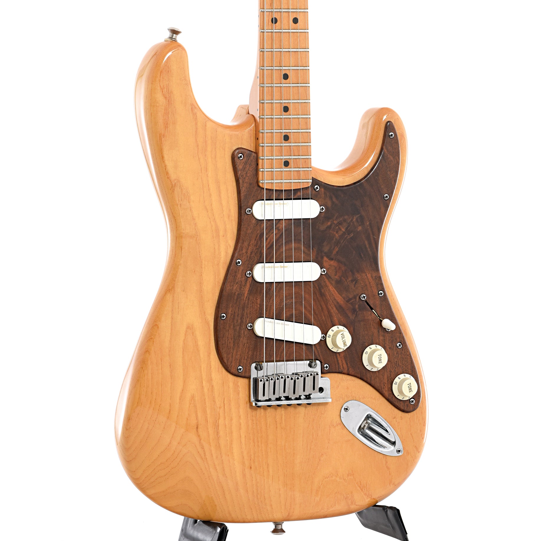 Front and side of Fender Ash Stratocaster Plus 