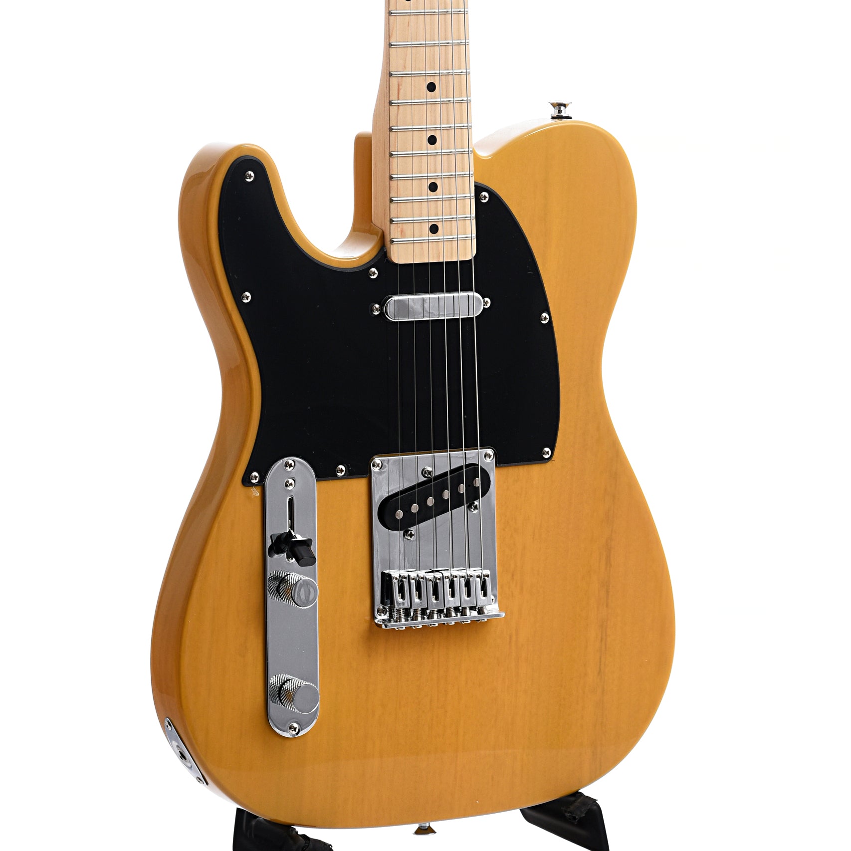 Front and side of Squier Affinity Telecaster, Left Handed