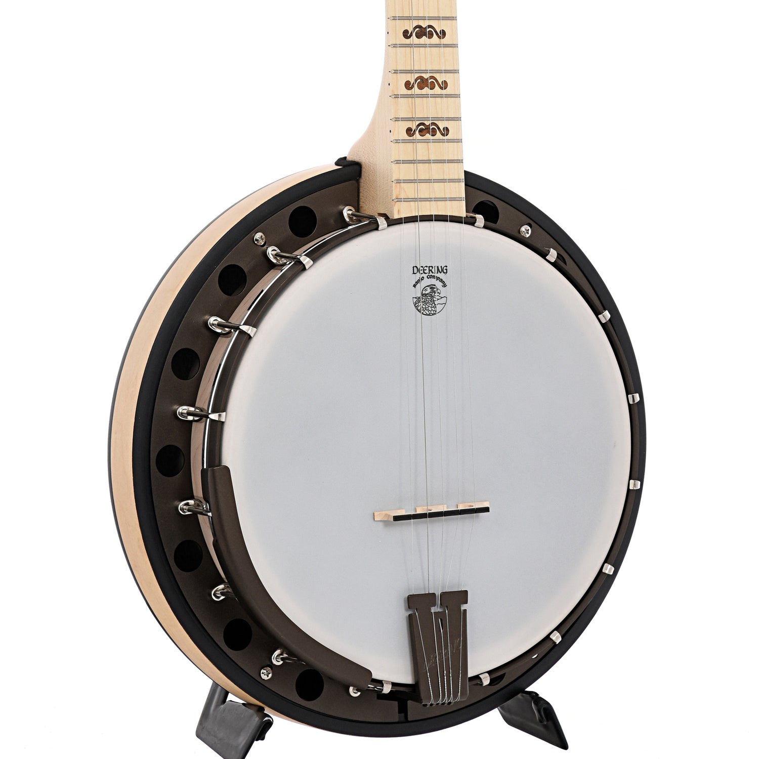 Front and side of Deering Goodtime 2 Limited Edition Bronze Resonator Banjo