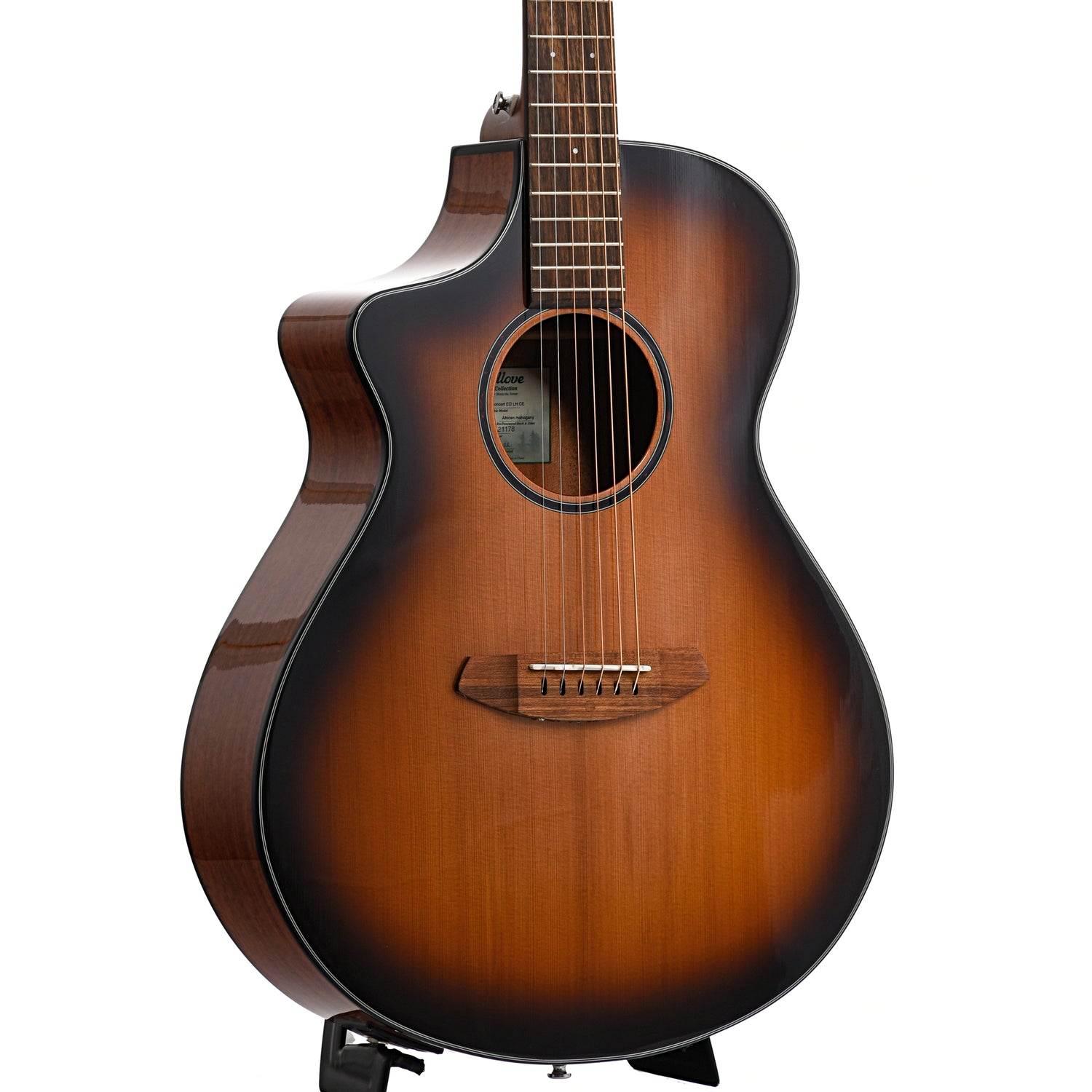 Image 5 of Breedlove Discovery S Concert Edgeburst Left-handed CE Red Cedar-African Mahogany Acoustic-Electric Guitar - SKU# DSCN44LCERCAM : Product Type Flat-top Guitars : Elderly Instruments