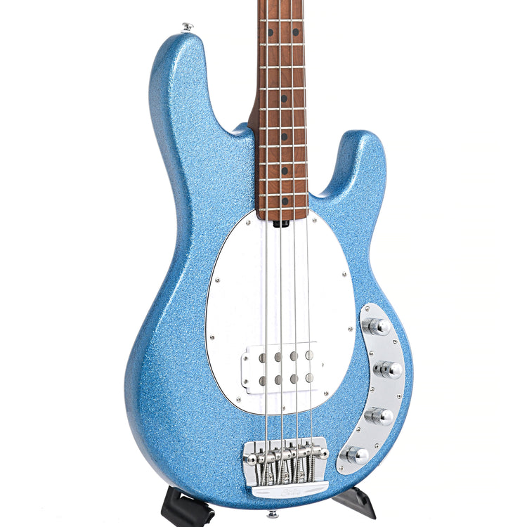 Image 3 of Sterling by Music Man StingRay34 4-String Bass, Blue Sparkle- SKU# RAY34-BSK : Product Type Solid Body Bass Guitars : Elderly Instruments