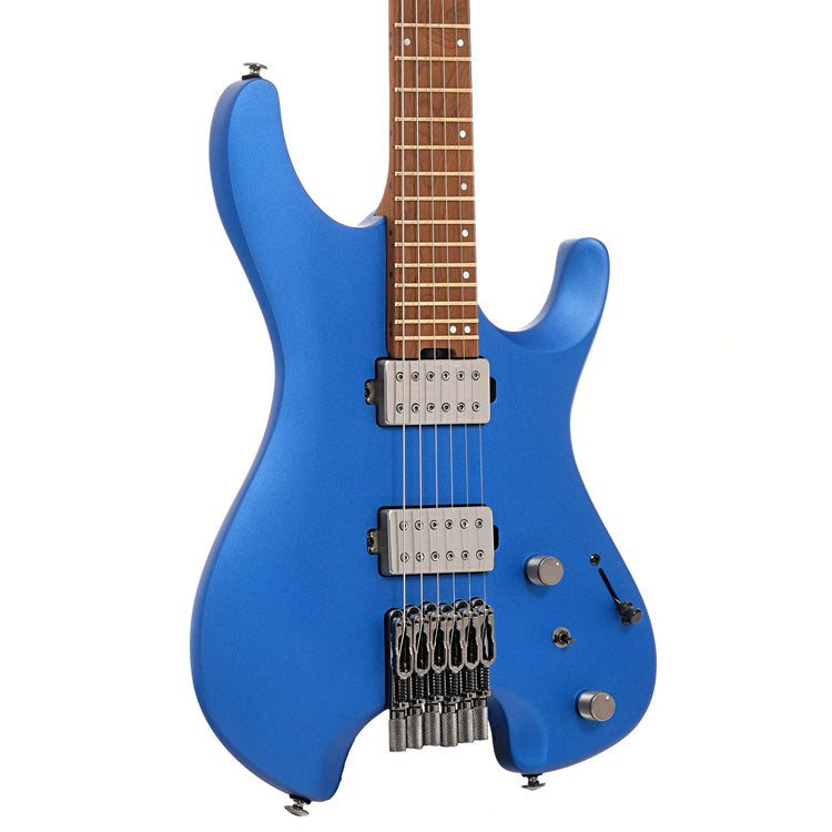 Front and side of Ibanez Q52 Electric Guitar, Laser Blue Matte