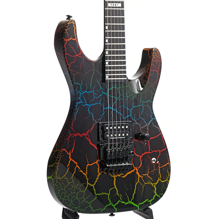 Front and Side of ESP LTD M-1 Custom '87 Rainbow Crackle Electric Guitar