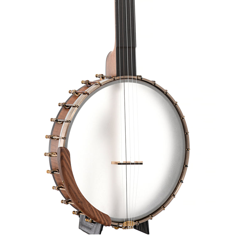Front and side of Ode Magician 12" Fretless Openback Banjo