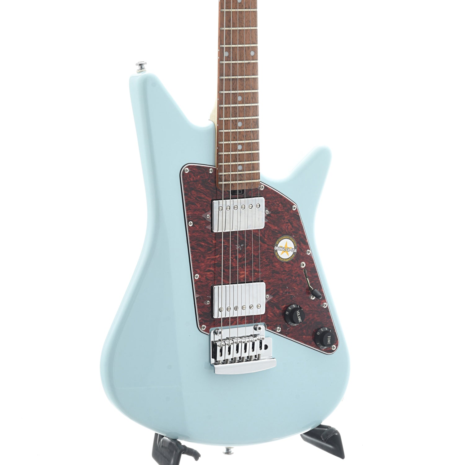 front and side of Sterling by Music Man Albert Lee, Daphne Blue