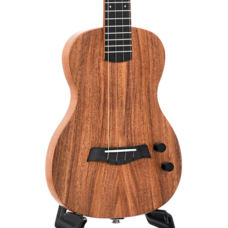 Front and side of Kala Solid Body Acacia Tenor Electric Ukulele