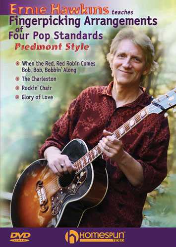 Image 1 of DVD - Ernie Hawkins Teaches Fingerpicking Arrangements of Four Pop Standards - Piedmont Style - SKU# 300-DVD324 : Product Type Media : Elderly Instruments