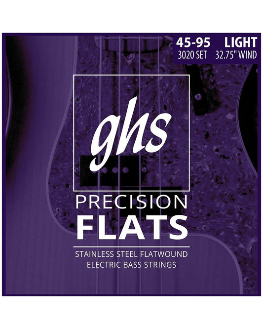 Image 1 of GHS 3020 Precision Flatwound Stainless Steel Light Gauge Electric Bass Strings, Short Scale - SKU# 3020 : Product Type Strings : Elderly Instruments