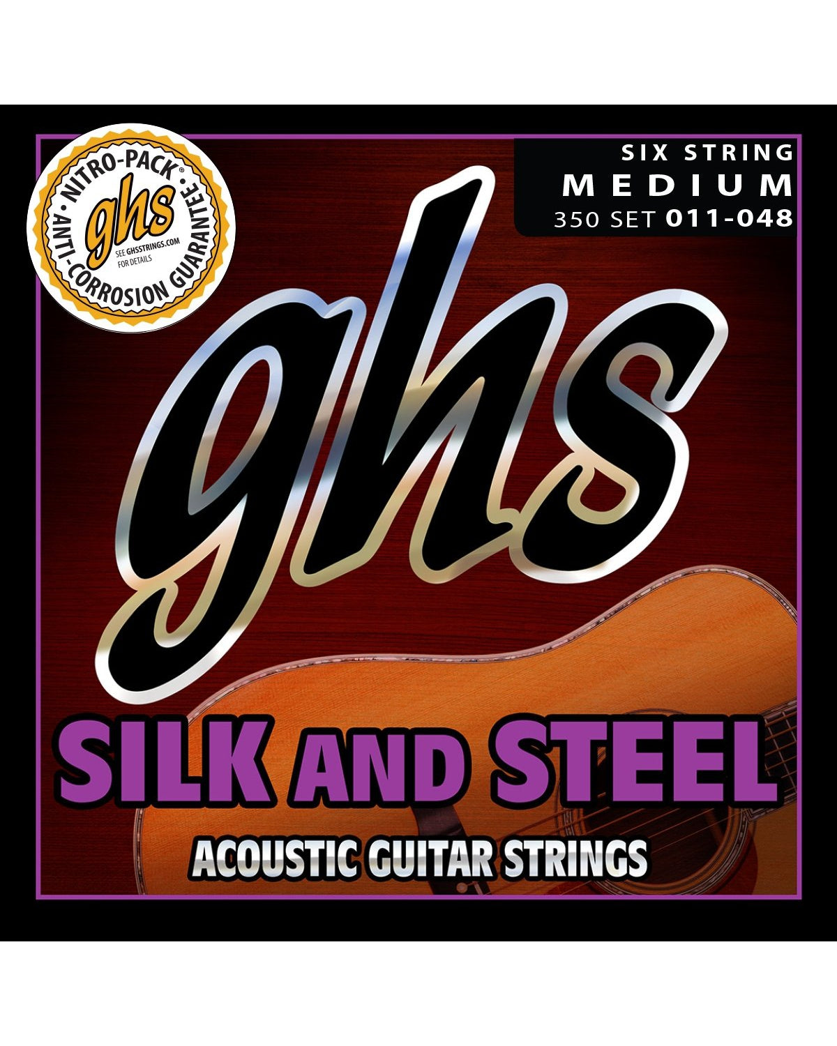 Image 1 of GHS 350 Silk & Steel Medium Gauge Acoustic Guitar Strings - SKU# 350 : Product Type Strings : Elderly Instruments