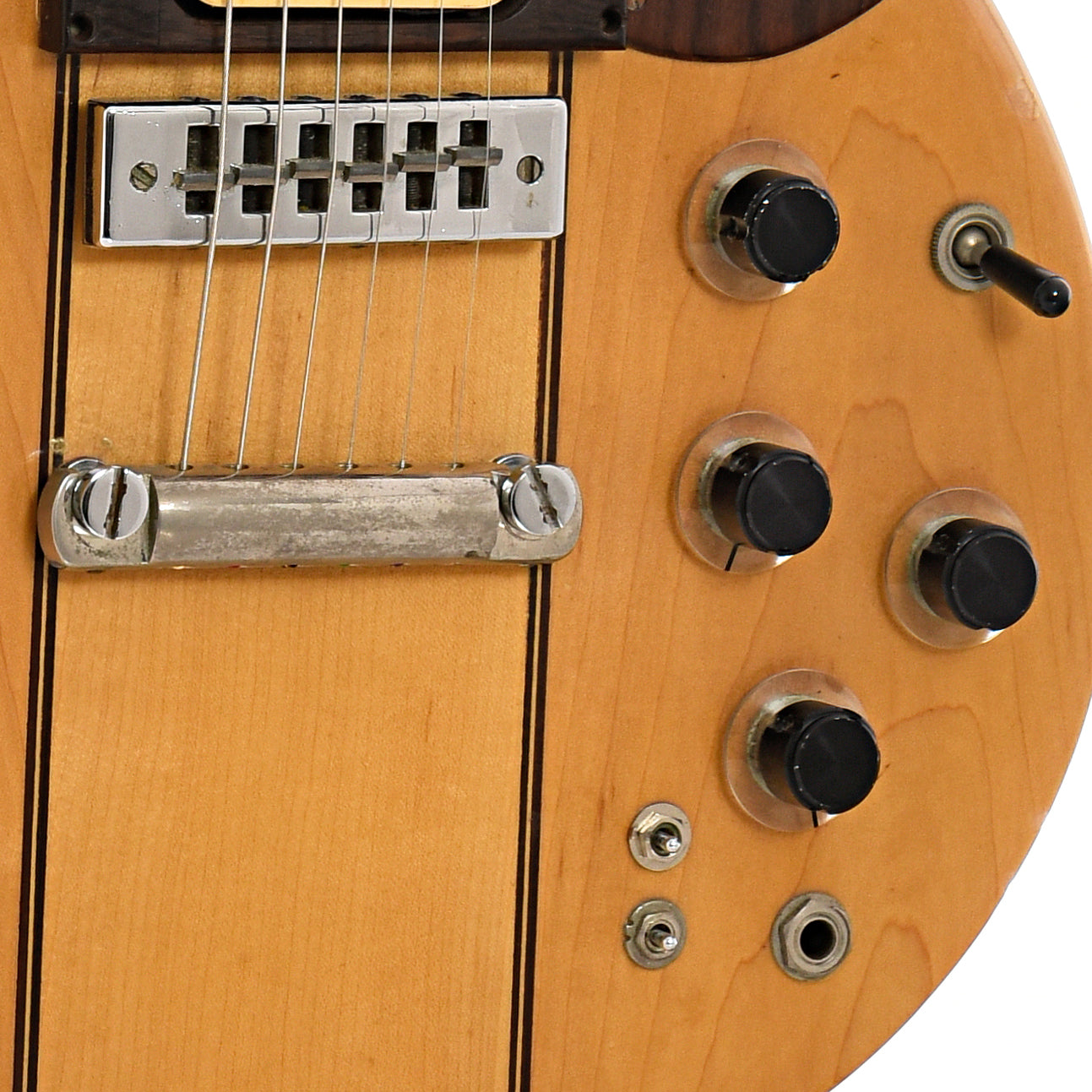 Bridge, tailpiece and controls of Pedulla Orsini EL-10 Electric Guitar