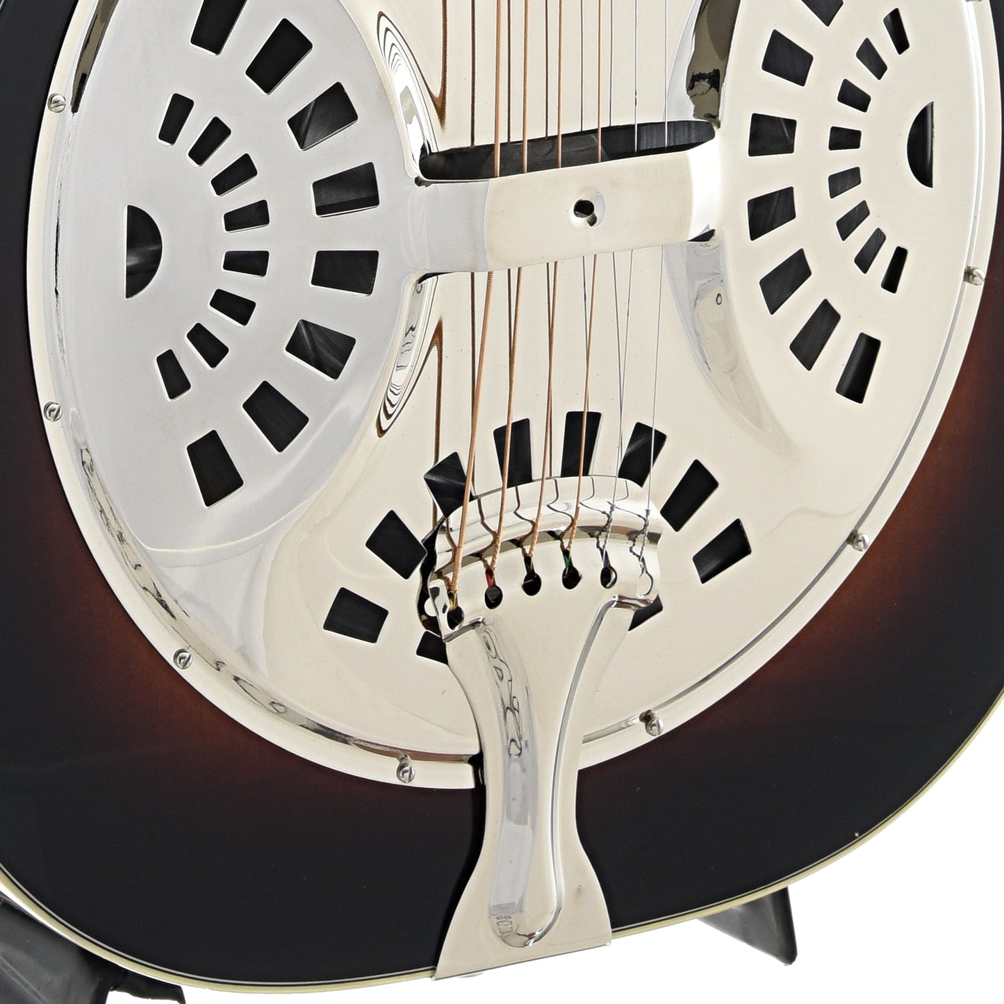 Bridge of Recording King Phil Leadbetter Signature Squareneck Resonator Guitar