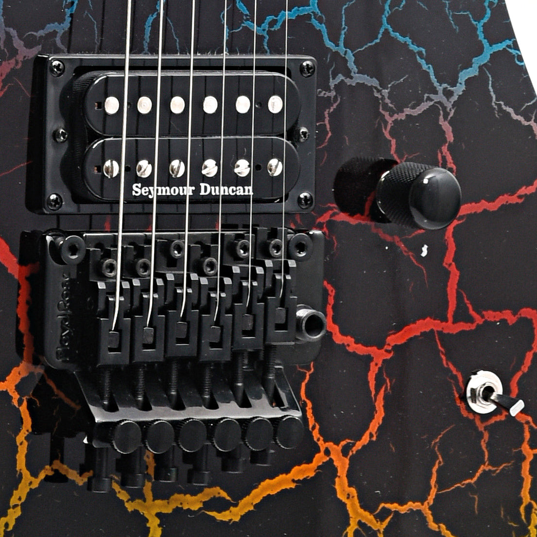 Bridge of ESP LTD M-1 Custom '87 Rainbow Crackle Electric Guitar