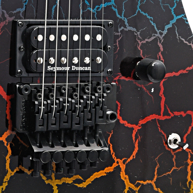 Bridge of ESP LTD M-1 Custom '87 Rainbow Crackle Electric Guitar
