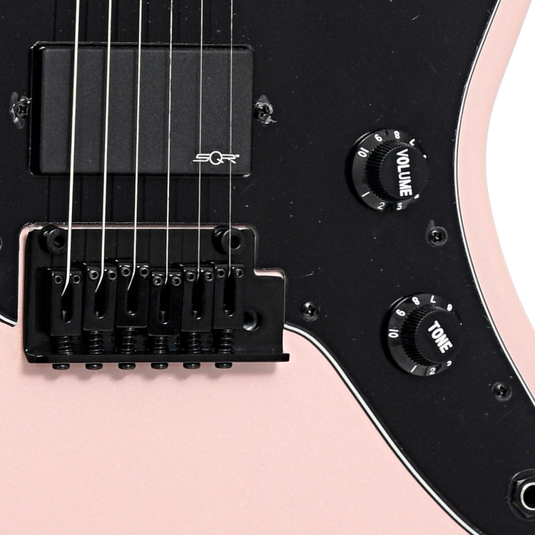 Bridge of Squier Contemporary Active Jazzmaster HH, Shell Pink Pearl