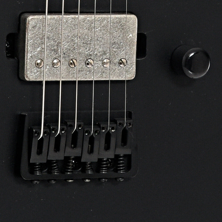 Bridge, pickup and volume knob of ESP LTD M-201HT Electric Guitar, Black Satin