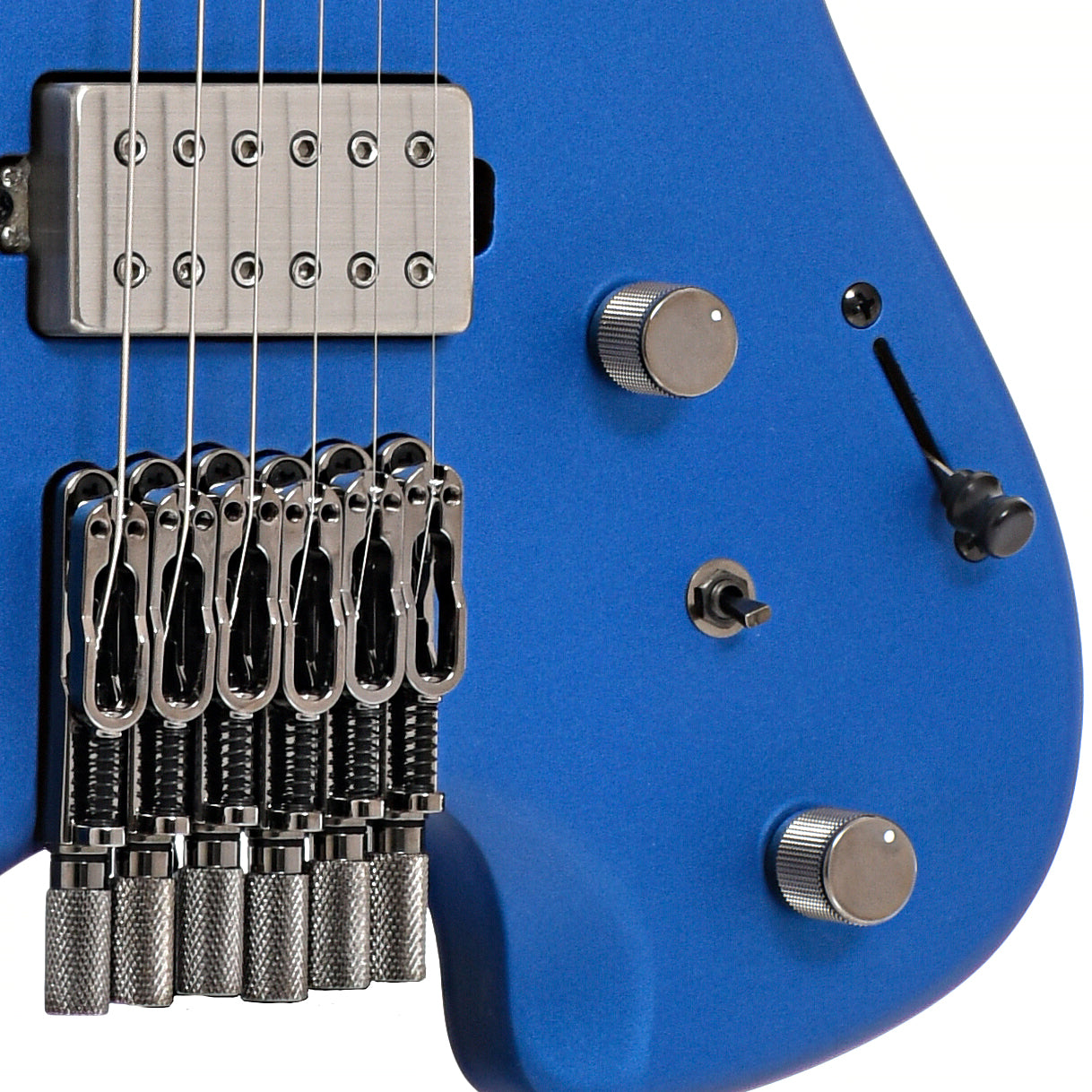 Bridge , bridge pickup and controls of Ibanez Q52 Electric Guitar, Laser Blue Matte