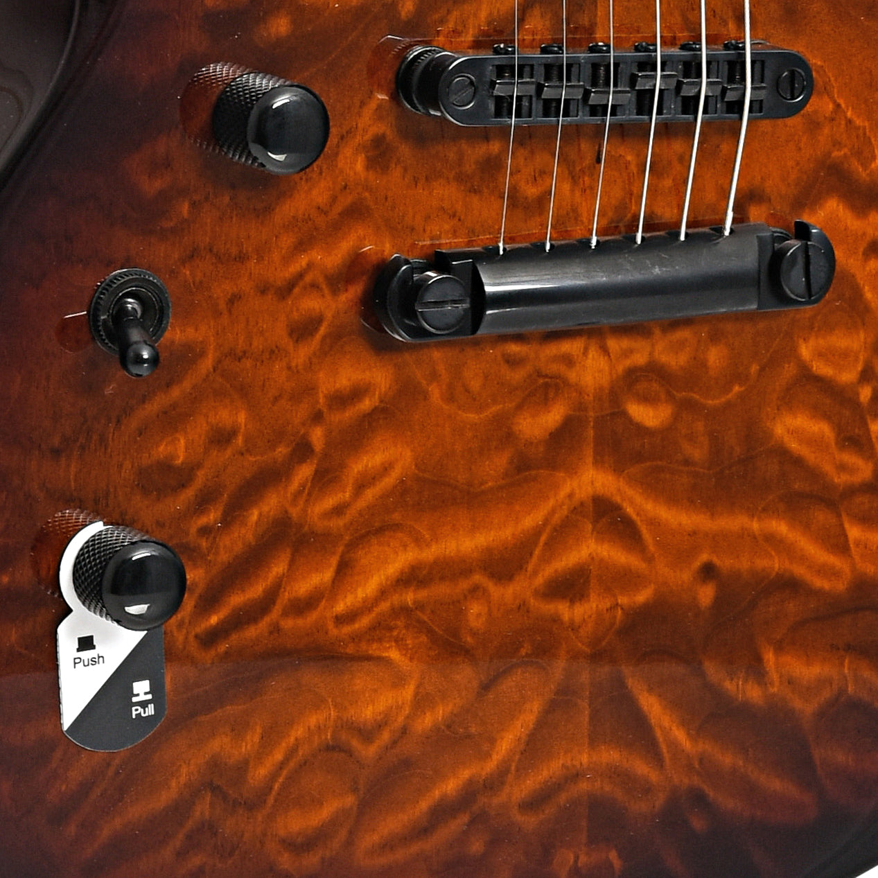 Image 4 of ESP LTD Viper-256 Quilted Maple Dark Brown Sunburst Electric Guitar, Left Handed - SKU# VIPER256L-QMDBSB : Product Type Solid Body Electric Guitars : Elderly Instruments