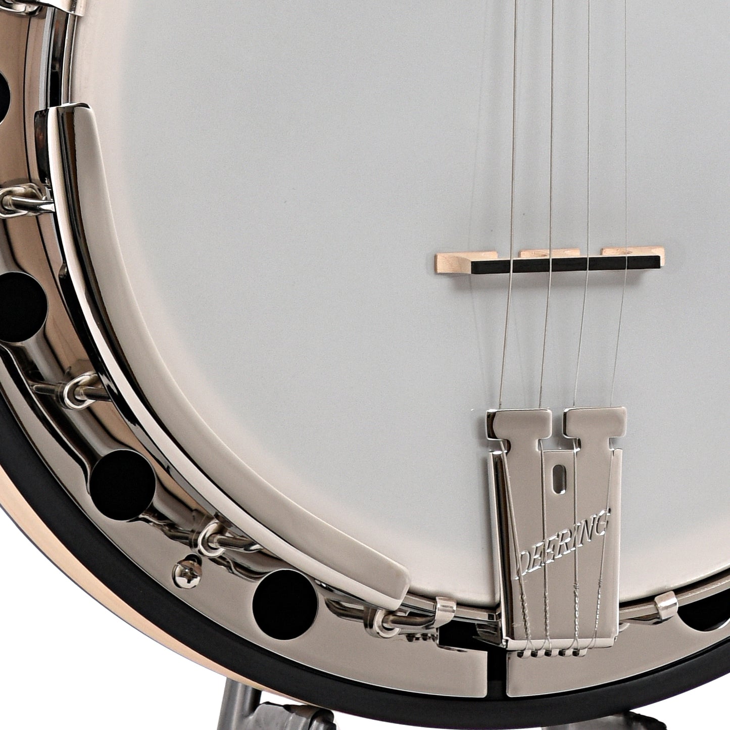 Armrest, Tailpiece and bridge of Deering Tenor Goodtime Resonator Banjo, 17 Frets