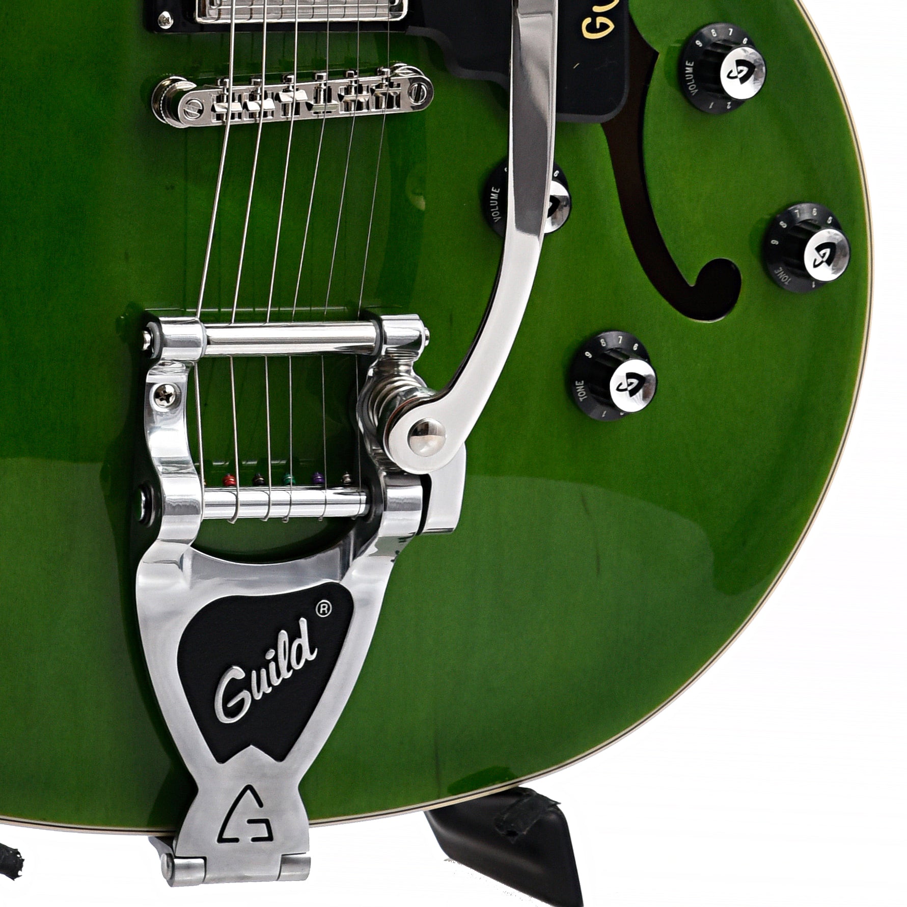 Image 3 of Guild Starfire I Double Cutaway Semi-Hollow Body Guitar with Vibrato, Emerald Green - SKU# GSF1DCV-GRN : Product Type Hollow Body Electric Guitars : Elderly Instruments