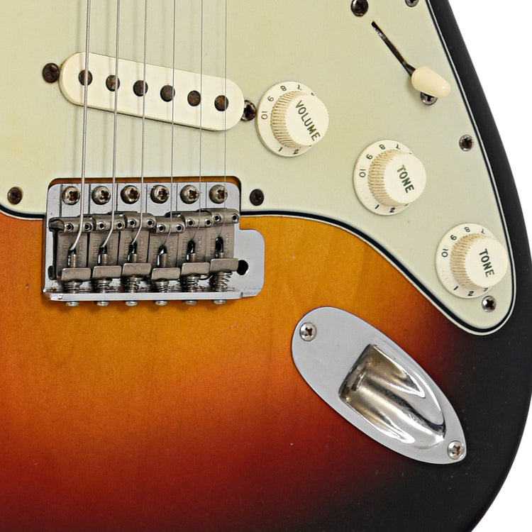 Bridge and controls of Fender Stratocaster Electric Guitar 