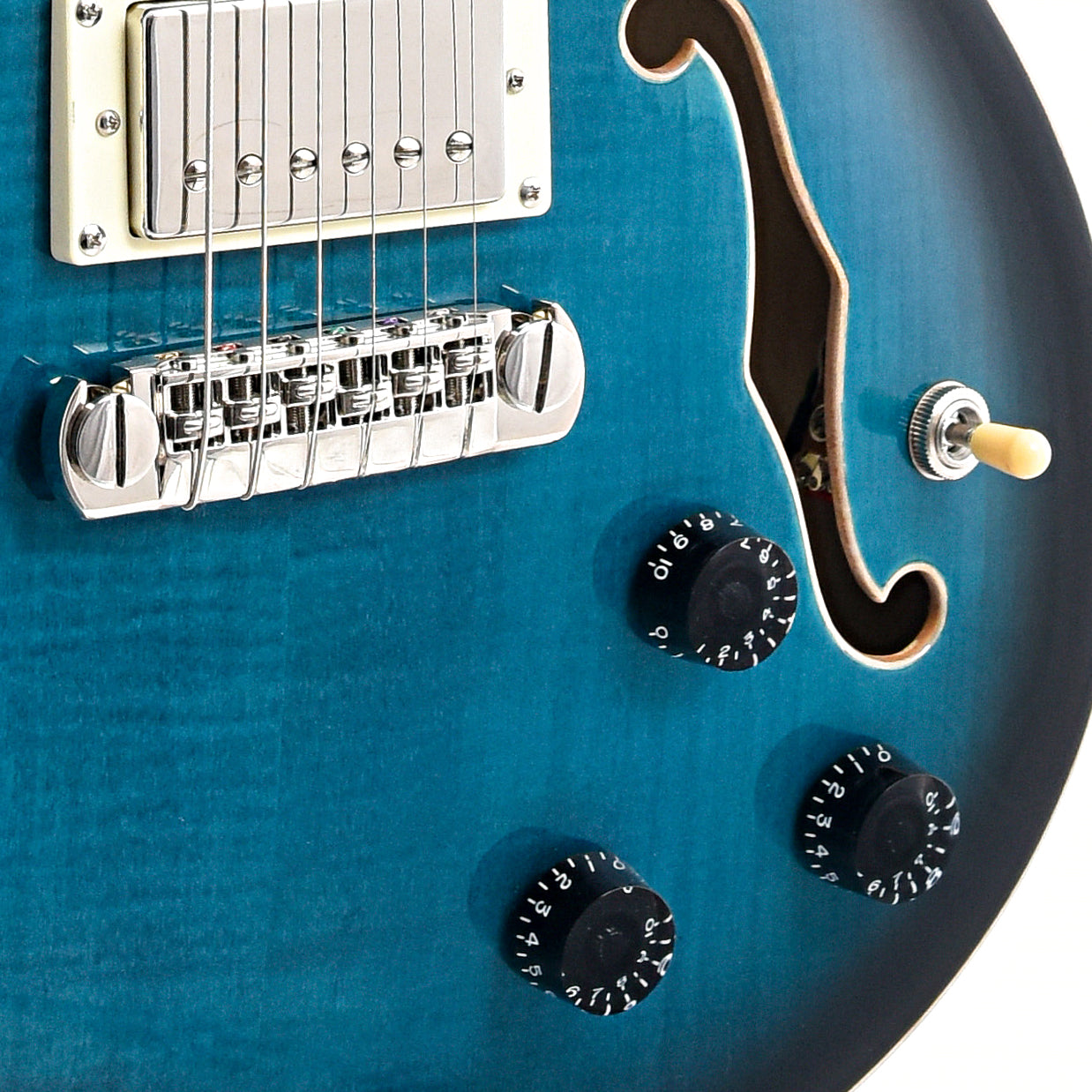 Image 4 of PRS SE Hollowbody II Piezo Peacock Blue Burst - SKU# SHEIIP-PBB : Product Type Hollow Body Electric Guitars : Elderly Instruments