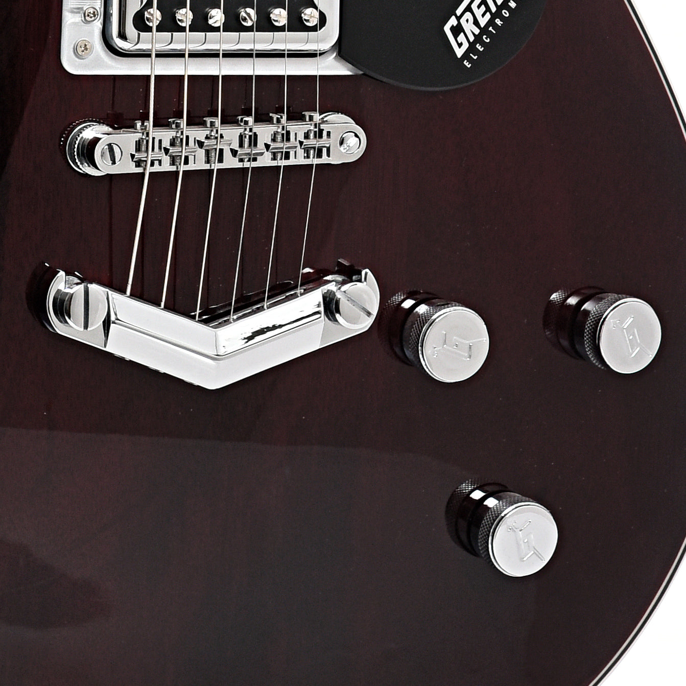 Tailpiece and bridge of Gretsch G5222 Electromatic Double Jet BT with V-Stoptail, Walnut Stain