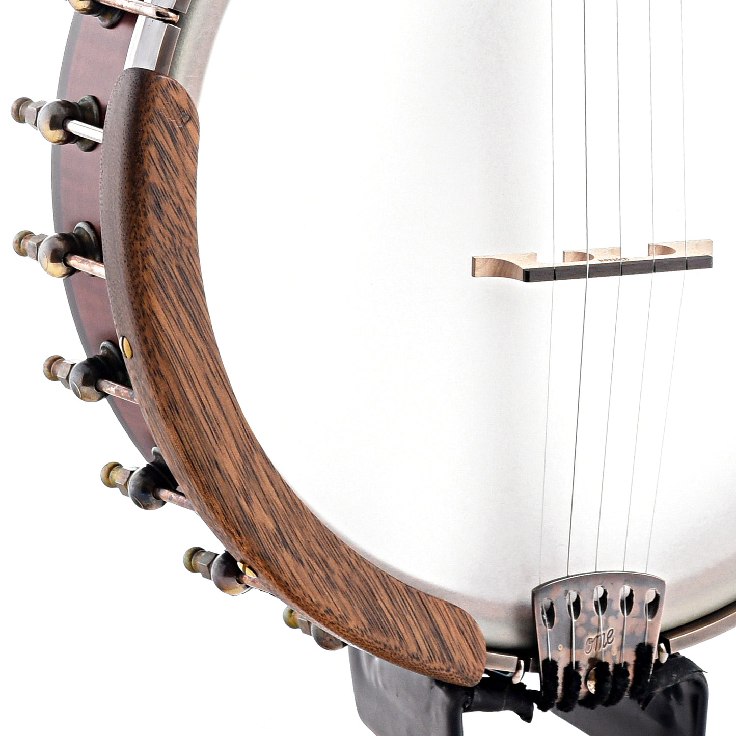 Image 3 of Ome Flora 11" Openback Banjo & Case, Curly Maple, Dark Stain - SKU# FLORA-CMPL11DK : Product Type Open Back Banjos : Elderly Instruments