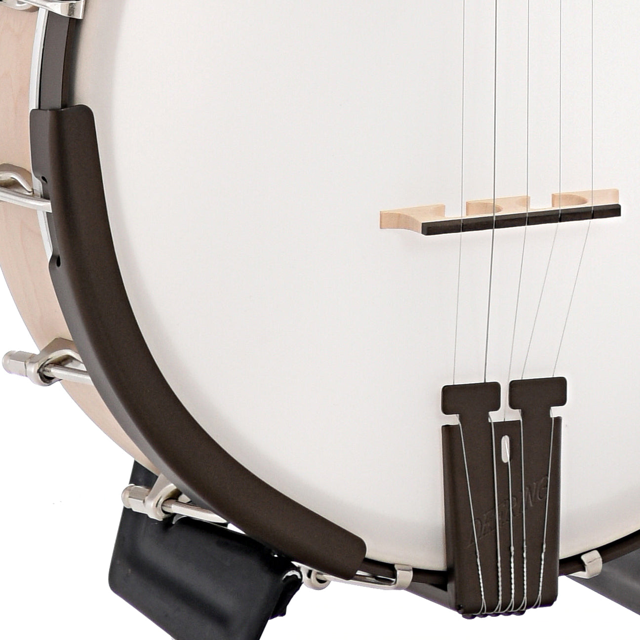 Arm rest, tail piece and bridge of Deering Goodtime Limited Edition Bronze Openback Banjo