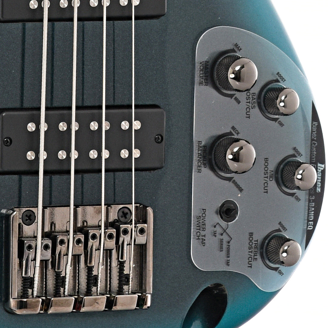Tailpiece of Ibanez SR300E Cerulean Aura Burst bass