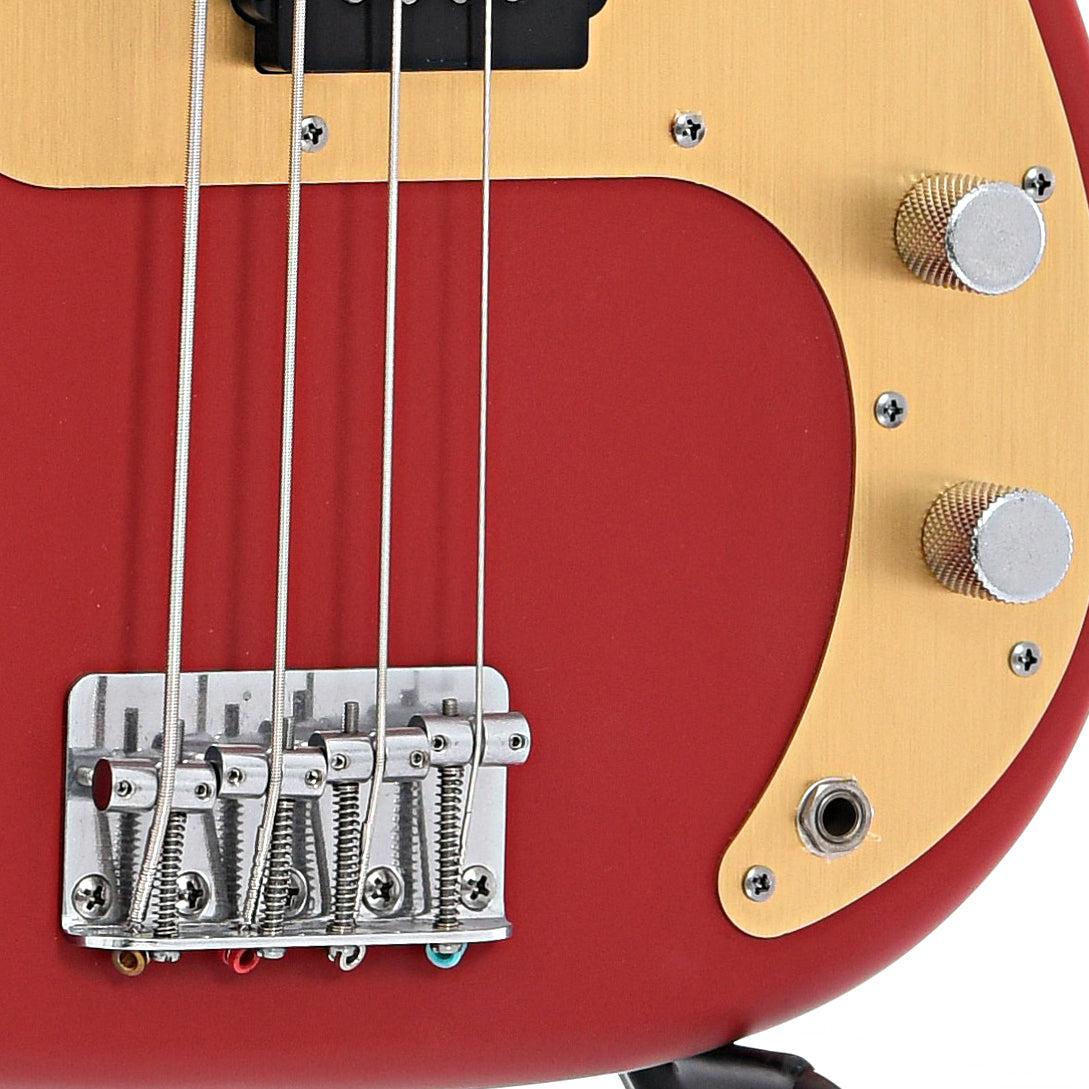 Bridge of Squier 40th Anniversary Precision Bass, Vintage Edition, Satin Dakota Red