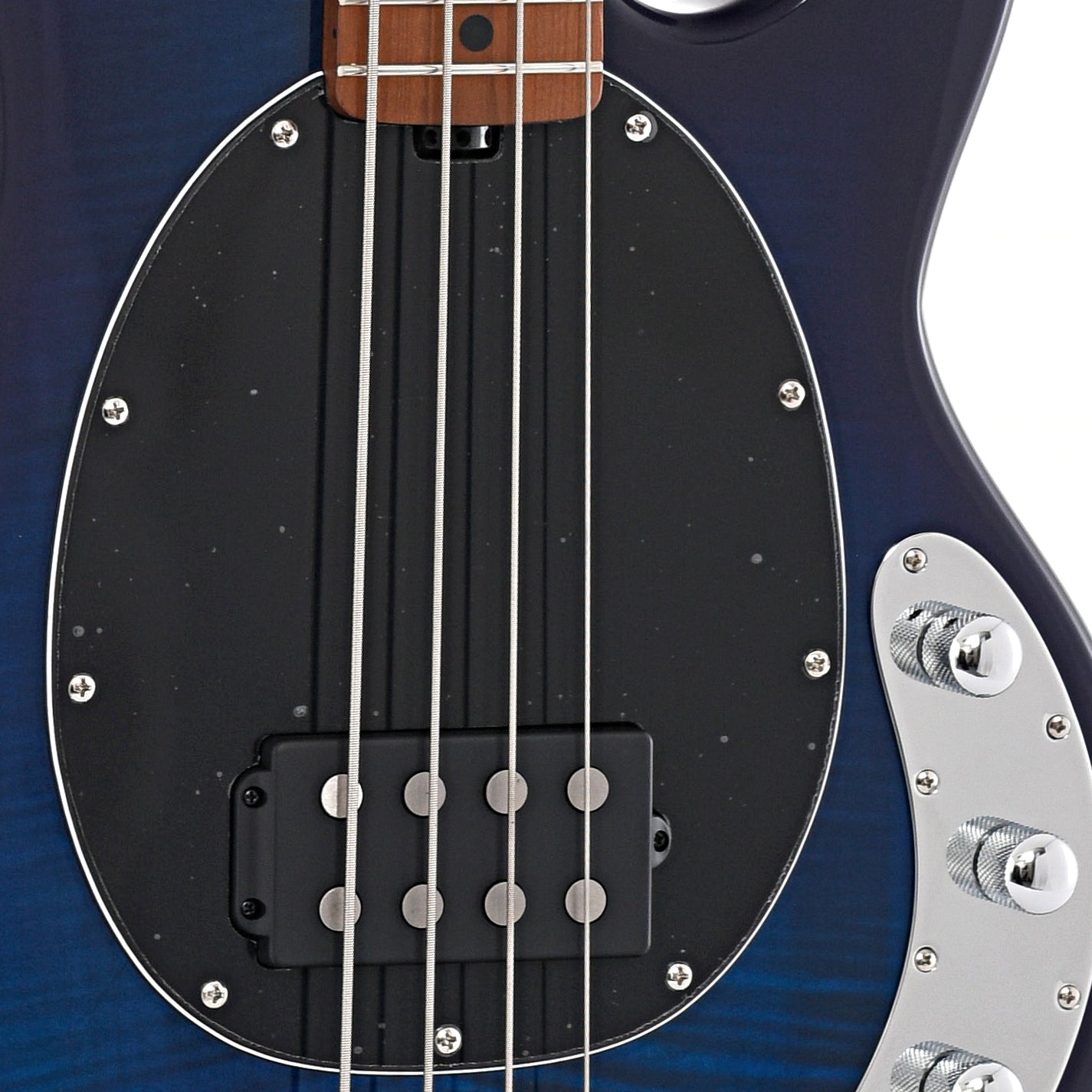 Image 5 of Sterling by Music Man StingRay34 Flamed Maple 4-String Bass, Neptune Blue- SKU# RAY34FM-NB : Product Type Solid Body Bass Guitars : Elderly Instruments