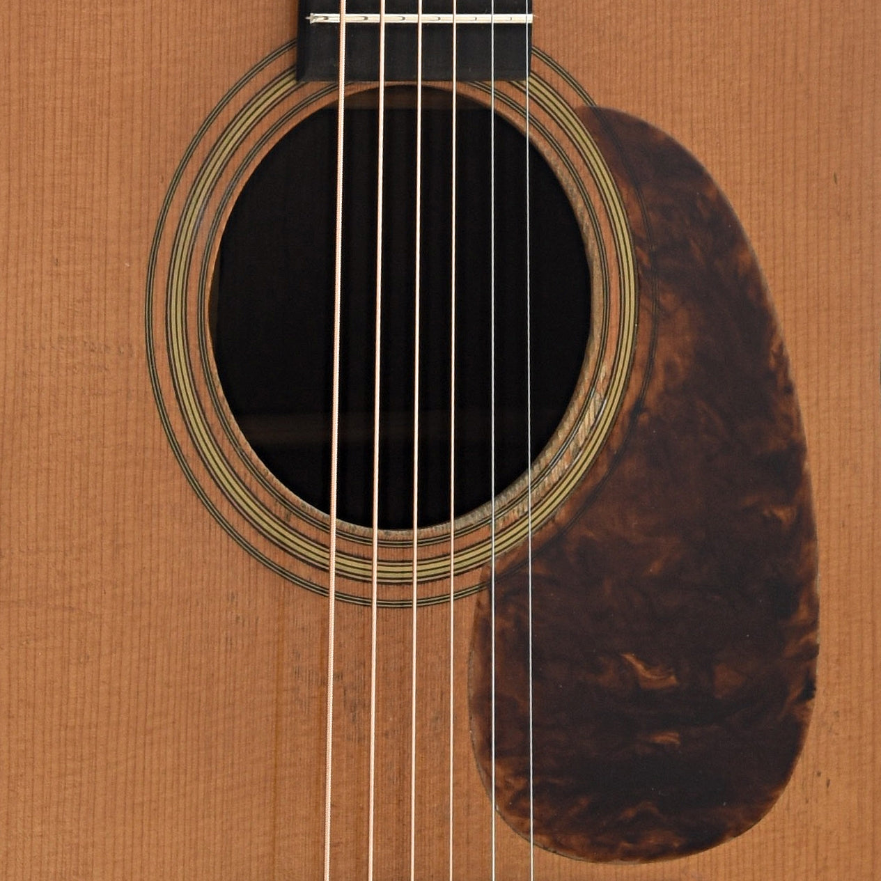 Soundhole and Pickguard of Pre-War Guitars Co. Herringbone Brazilian Rosewood