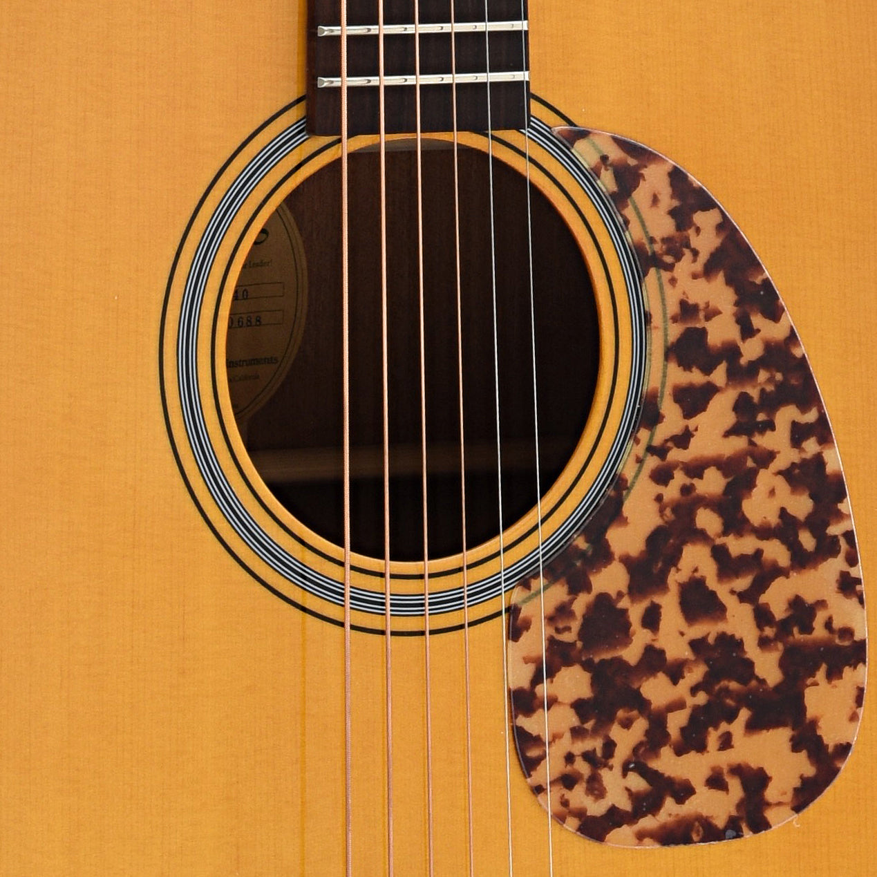 Soundhole and Pickguard of Blueridge Historic Series BR-140 Dreadnought Guitar