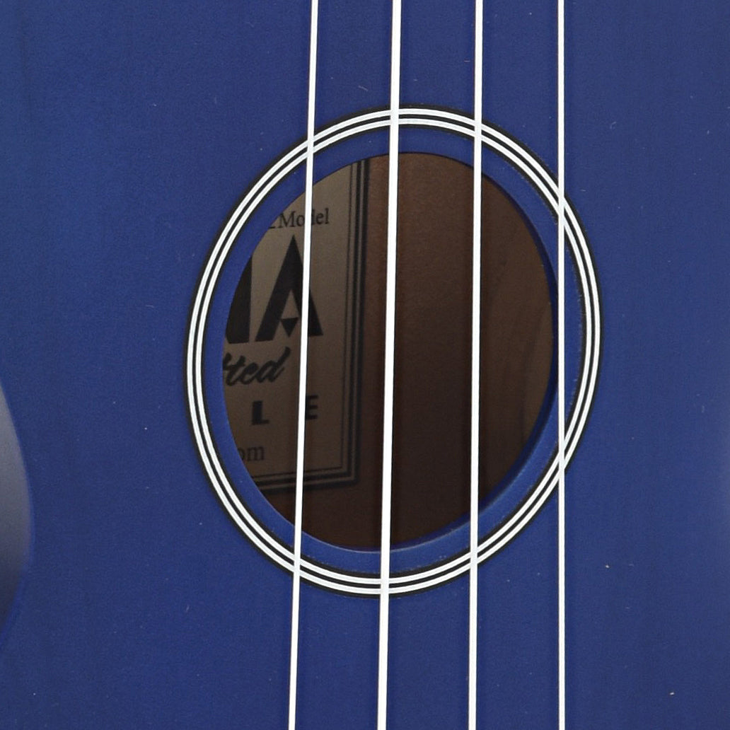Soundhole of Ohana SK-10 Soprano Ukulele, Blue