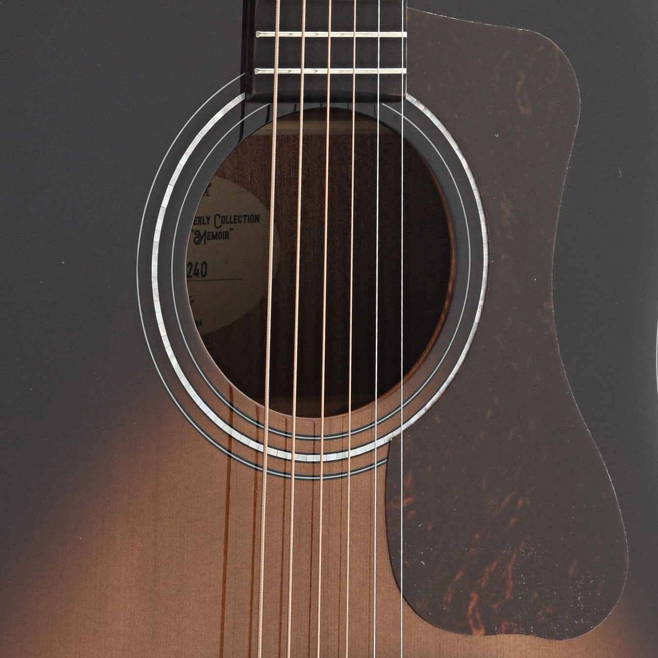 Soundhole and Pickguard of Guild Memoir Series DS-240 Slope Shoulder Dreadnought Acoustic Guitar