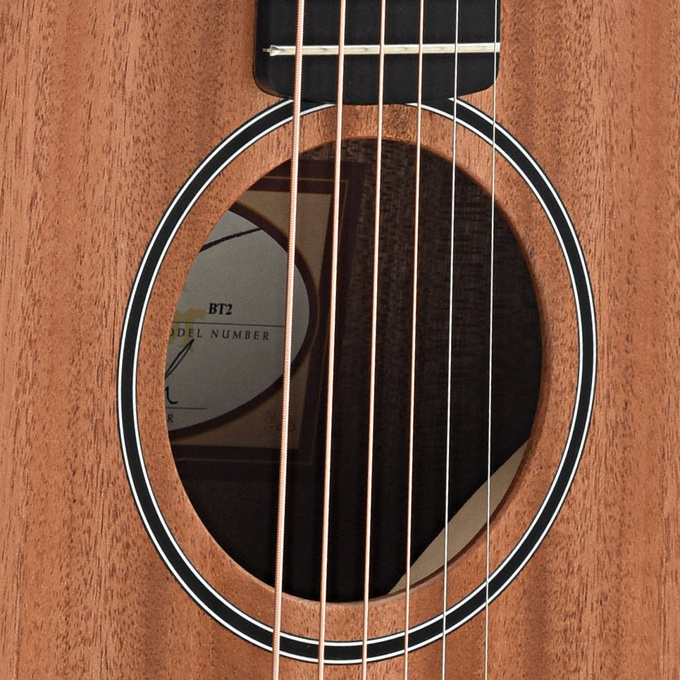 Soundhole of Taylor BT2 Mahogany Baby Taylor Acoustic Guitar
