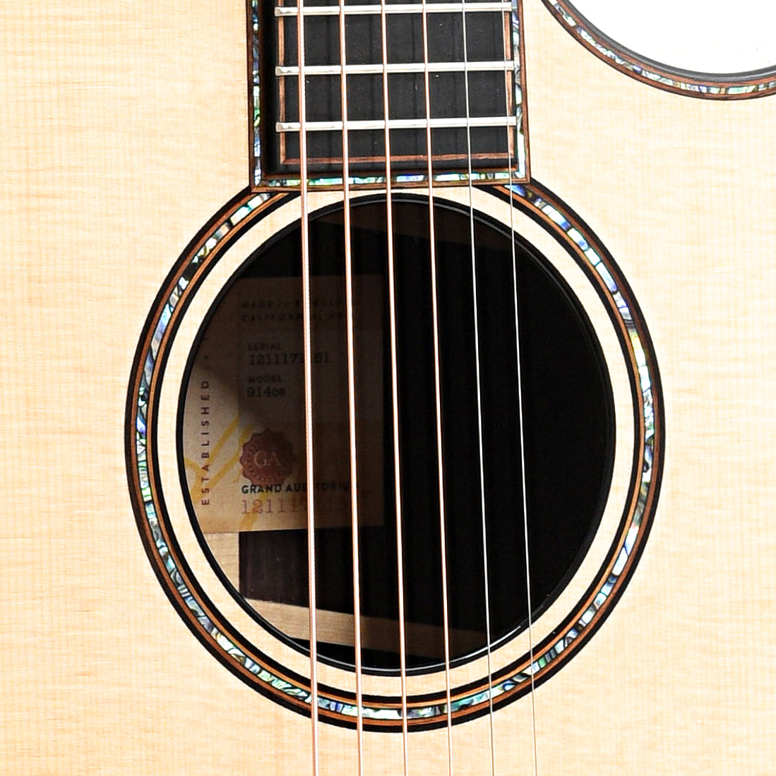 Soundhole of Taylor 914ce Acoustic Guitar