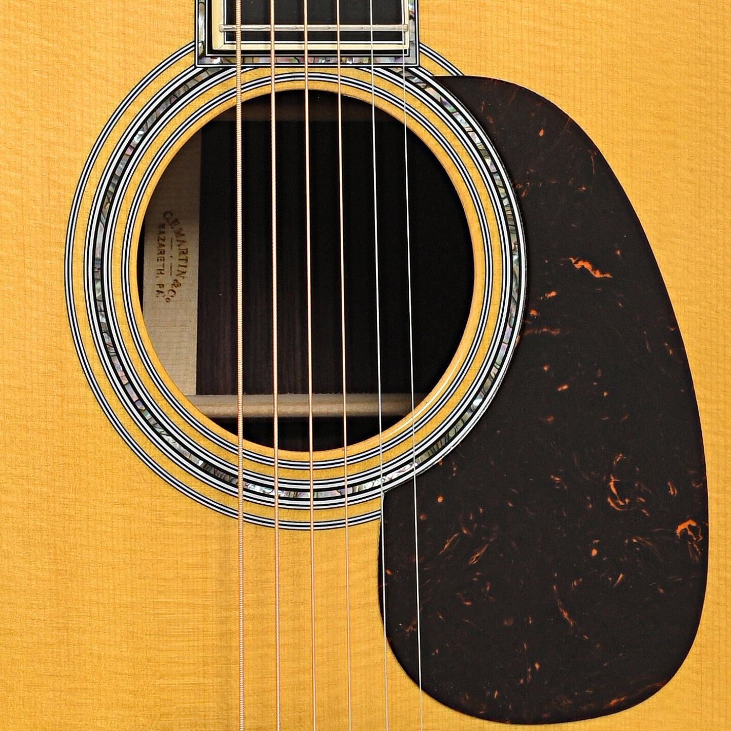 Sound hole and pickguard of Martin D-42 