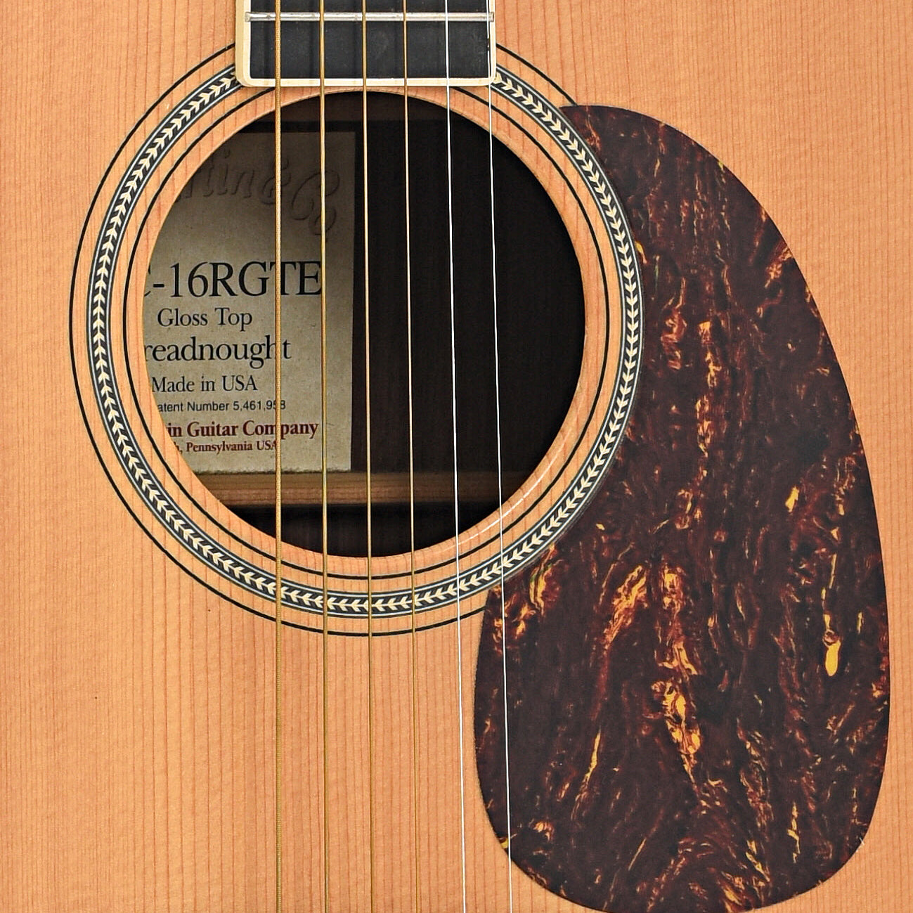 Soundhole and pickguard of Martin DC-16RGTE 
