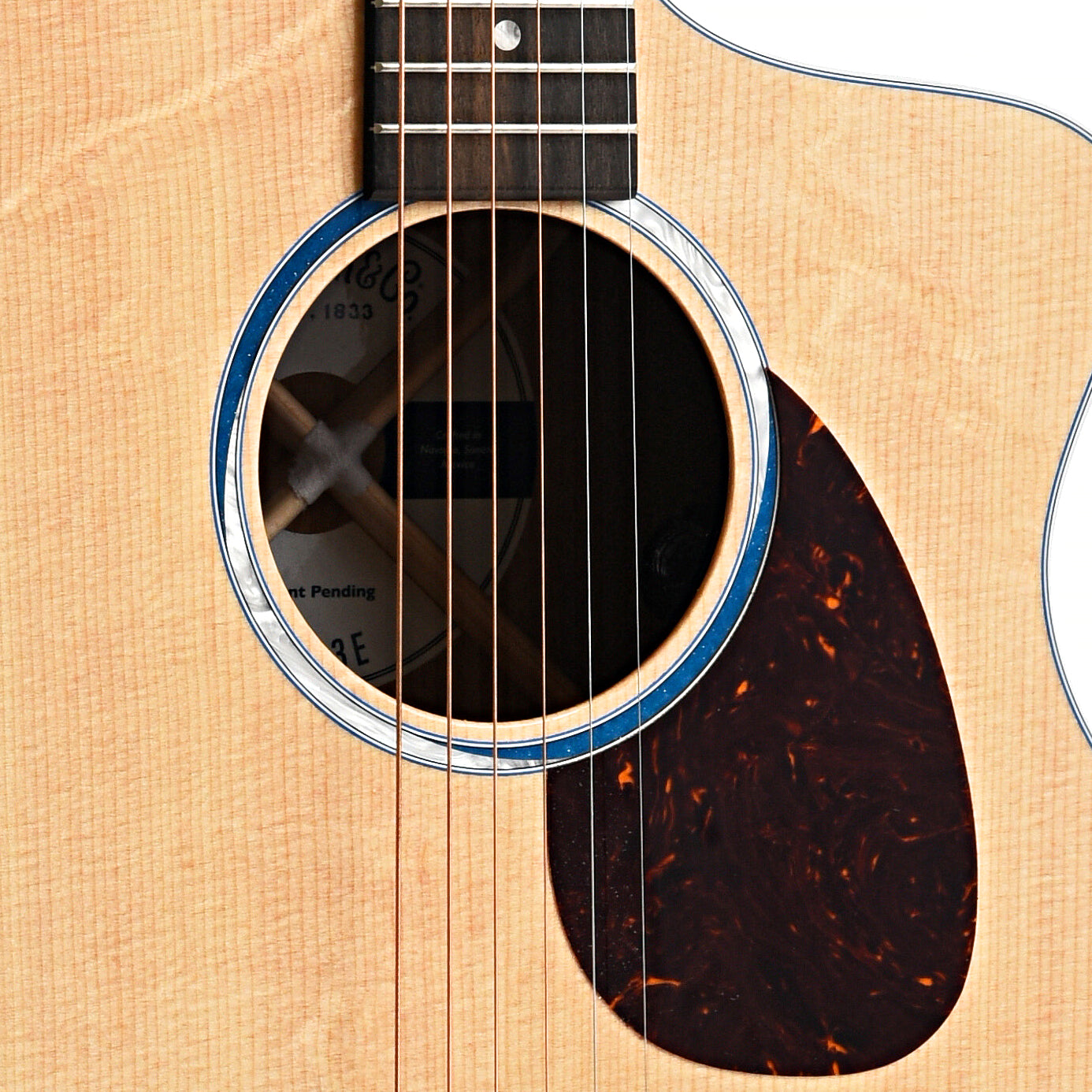 Soundhole and Pickguard of Martin SC-13E Cutaway Guitar 