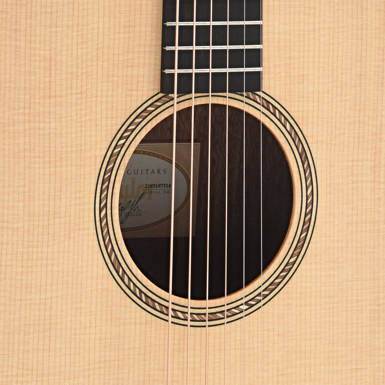 Soundhole of Taylor Academy 10e Acoustic Guitar