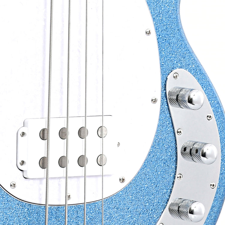 Image 5 of Sterling by Music Man StingRay34 4-String Bass, Blue Sparkle- SKU# RAY34-BSK : Product Type Solid Body Bass Guitars : Elderly Instruments
