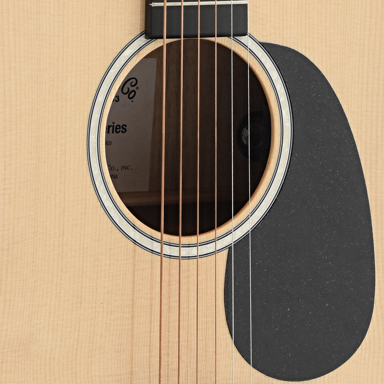 Soundhole and Pickguard of Martin 000-12E Koa Guitar