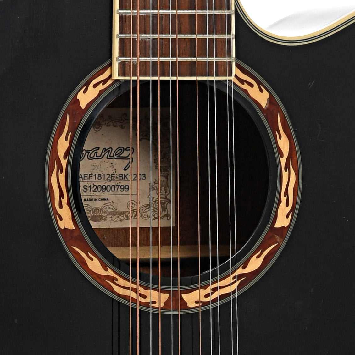 Soundhole of Ibanez AFF1812F BK1203 12-String Acoustic Guitar