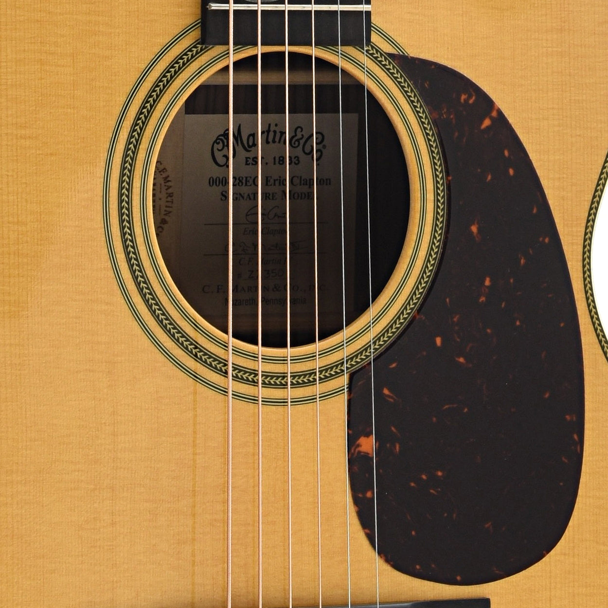 Soundhole and Pickguard of Martin 000-28EC Eric Clapton Guitar