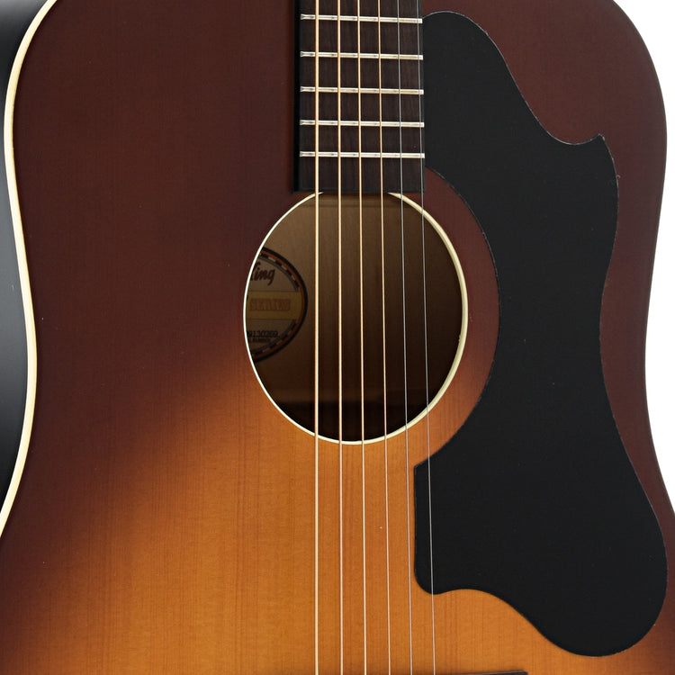 Soundhole and Pickguard of Recording King Dirty 30's Series 7 Dreadnought Guitar