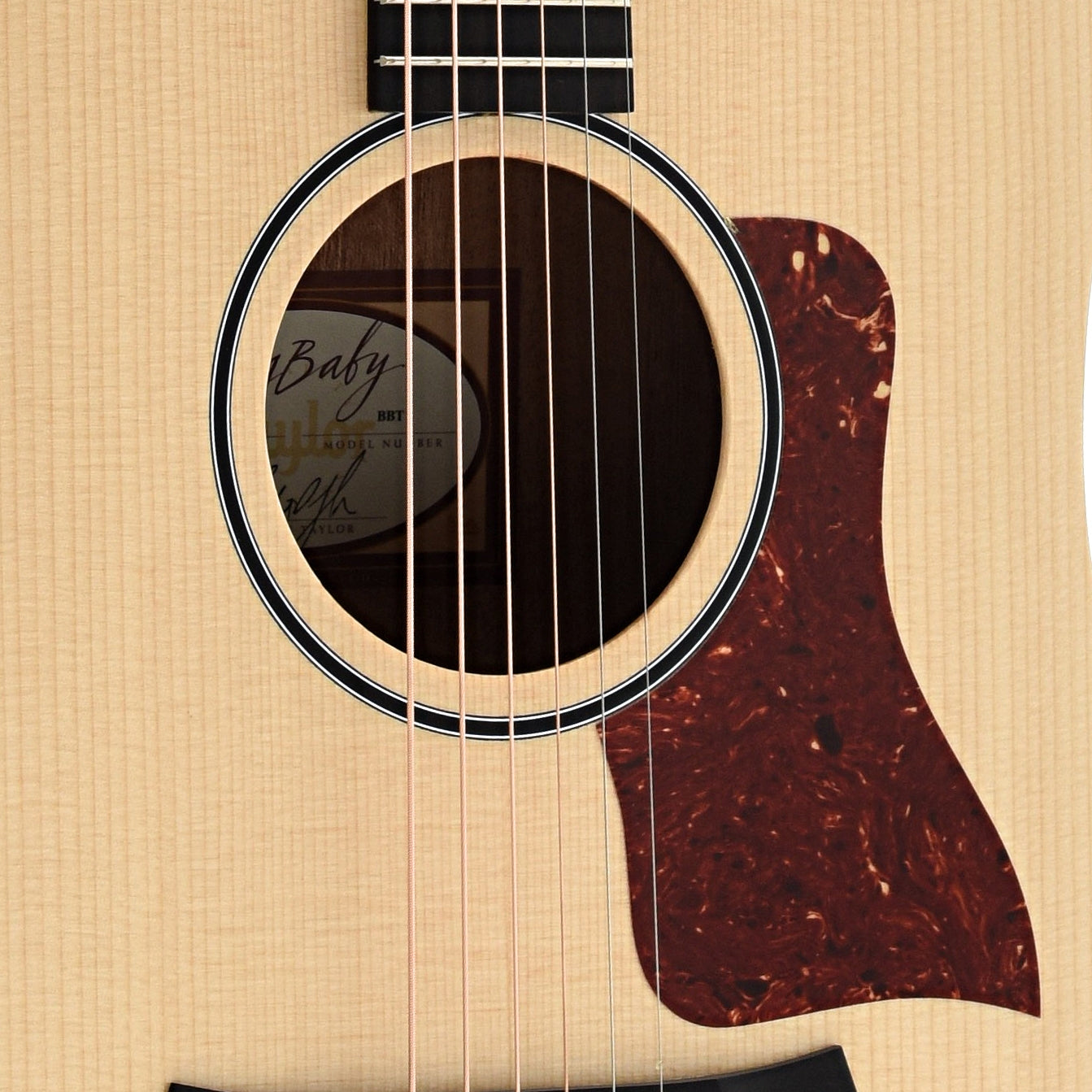 Soundhole and Pickguard of Taylor BBT Big Baby Taylor Acoustic Guitar