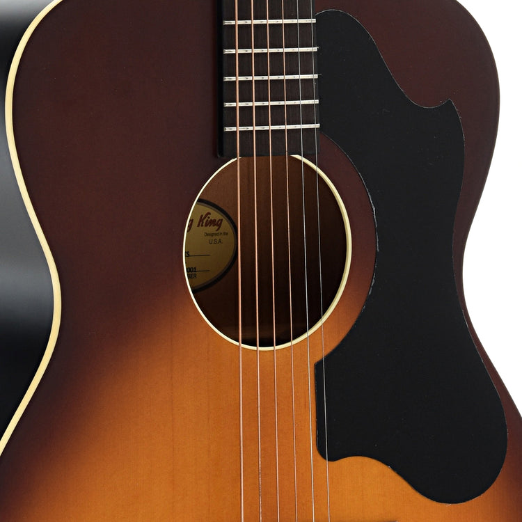 Soundhole and Pickguard of Recording King Dirty 30's Series 9 14-Fret 000 Acoustic Guitar