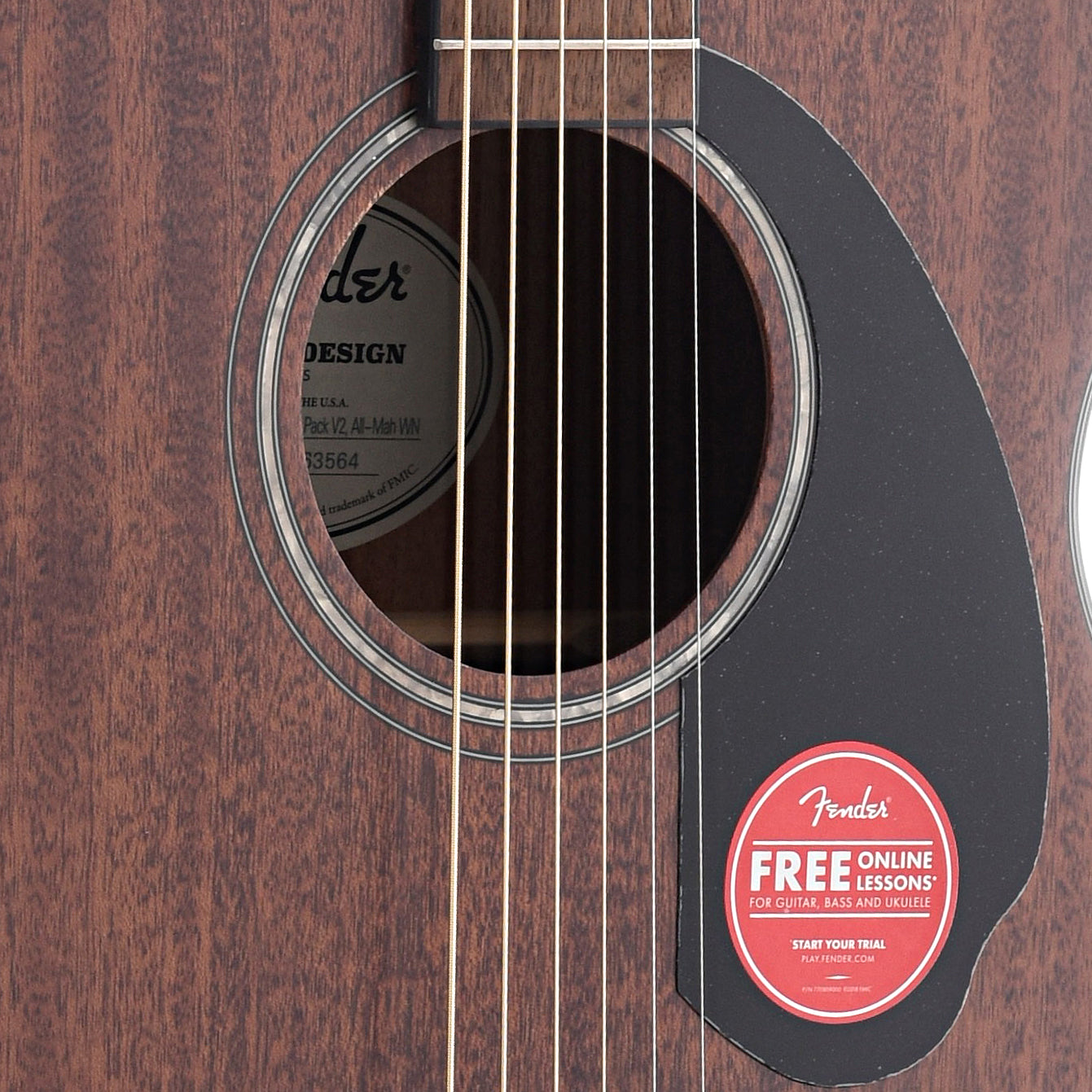 Soundhole and Pickguard of Fender CC-60S Concert Acoustic Guitar Pack