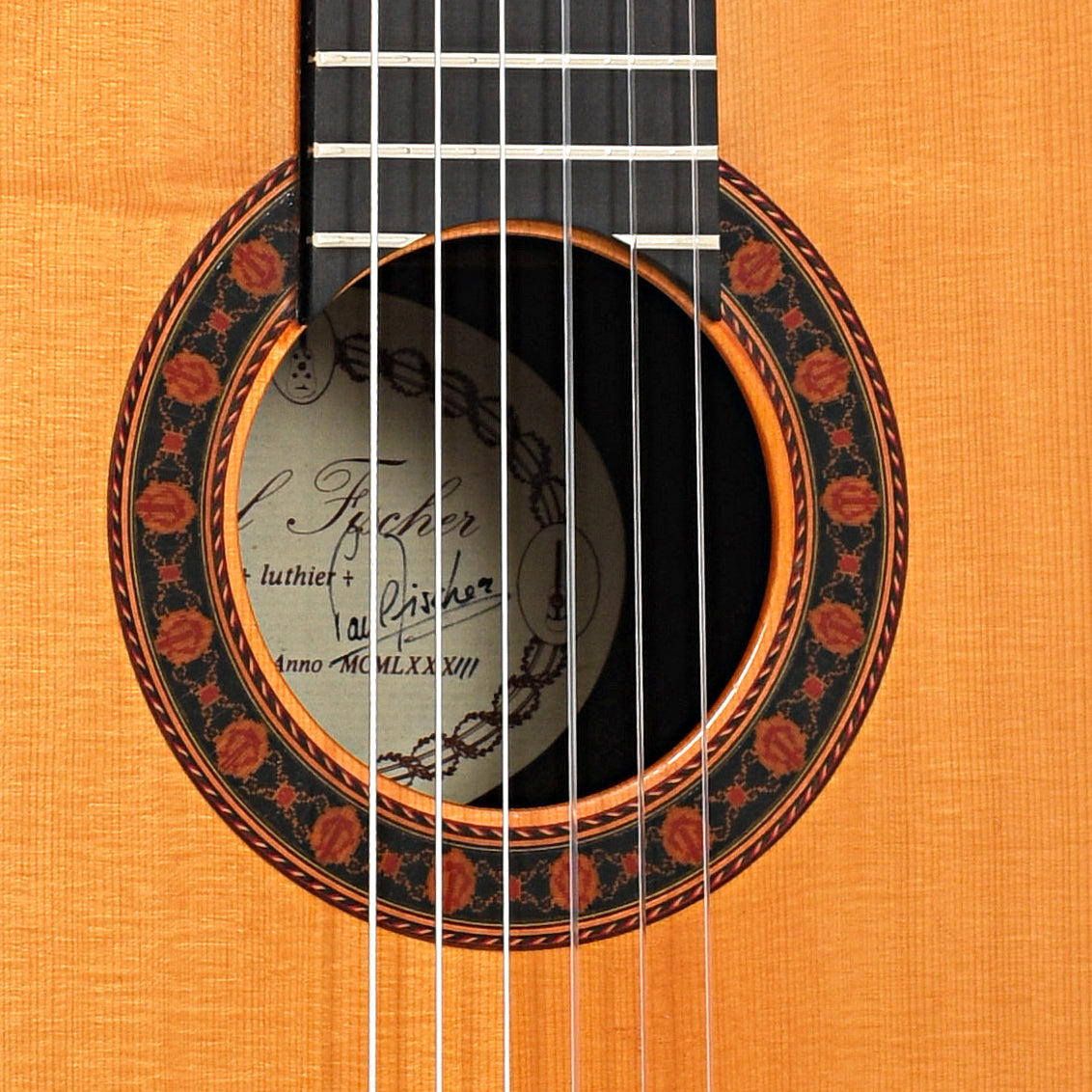 Sound hole of Paul Fischer Classical Guitar